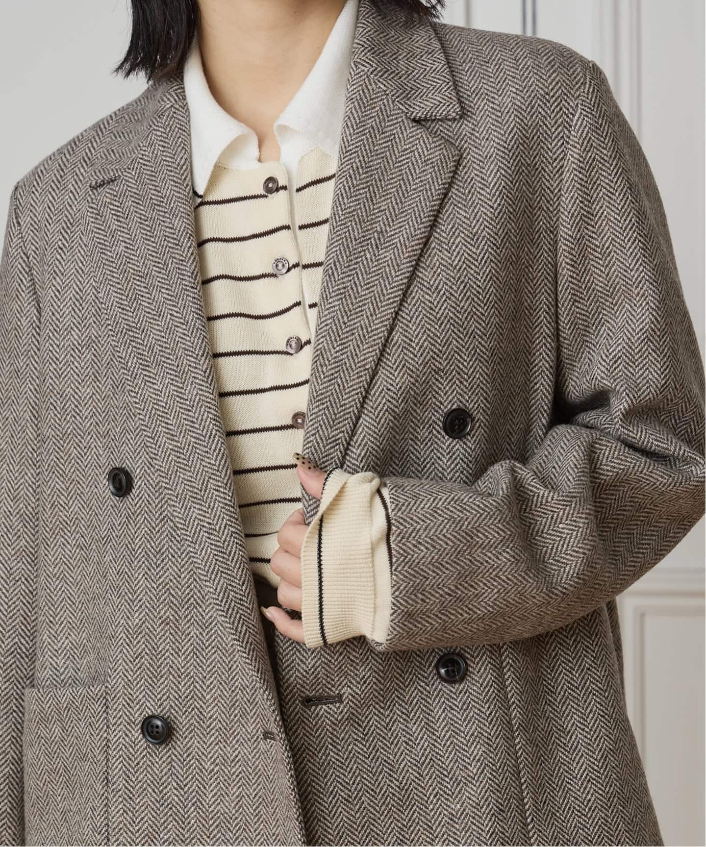 IENA LA BOUCLE ヘリンボーンジャケット（テーラードジャケット