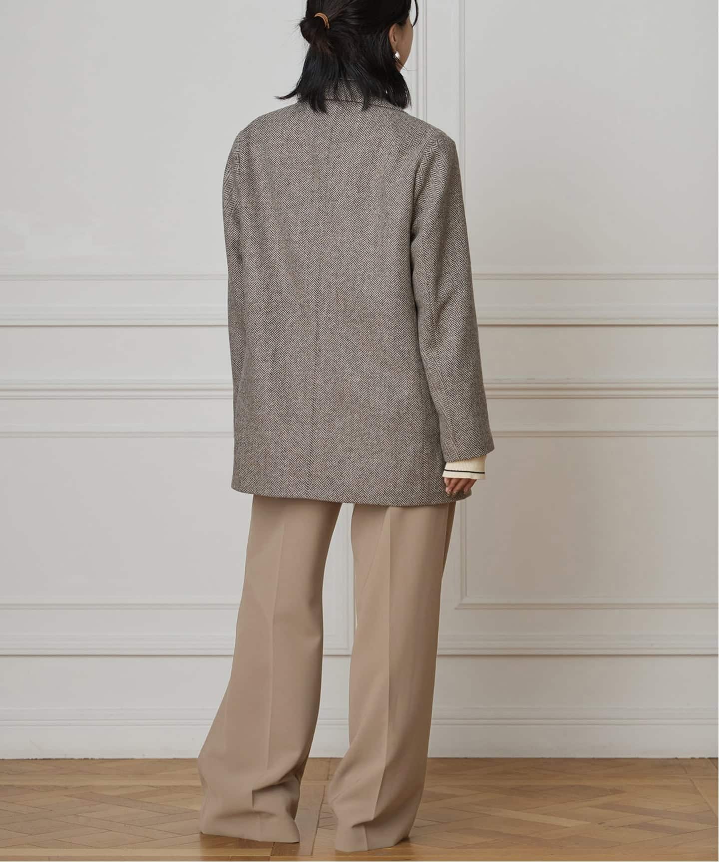 IENA LA BOUCLE ヘリンボーンジャケット（テーラードジャケット