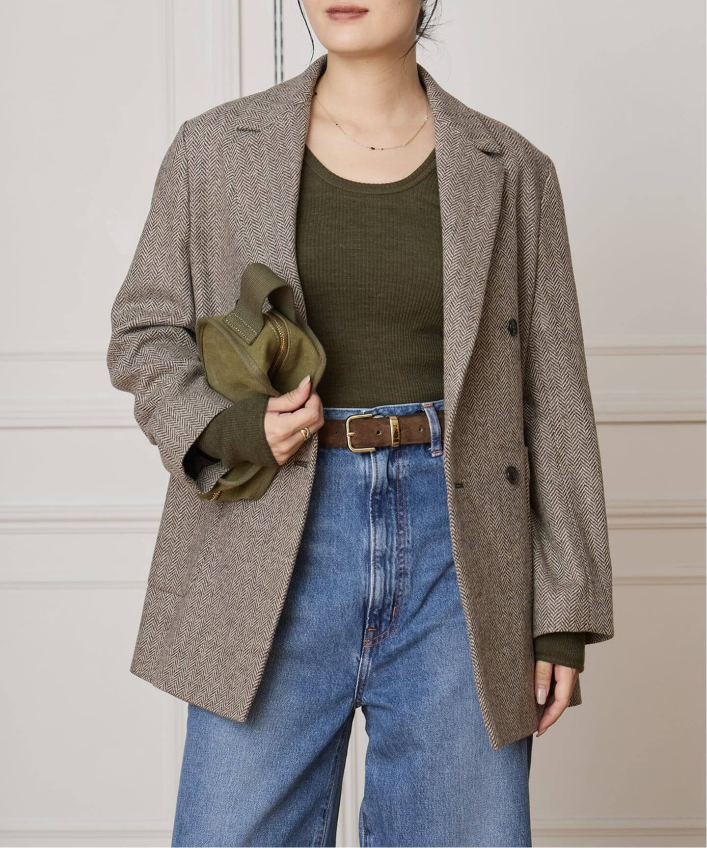 IENA LA BOUCLE ヘリンボーンジャケット（テーラードジャケット