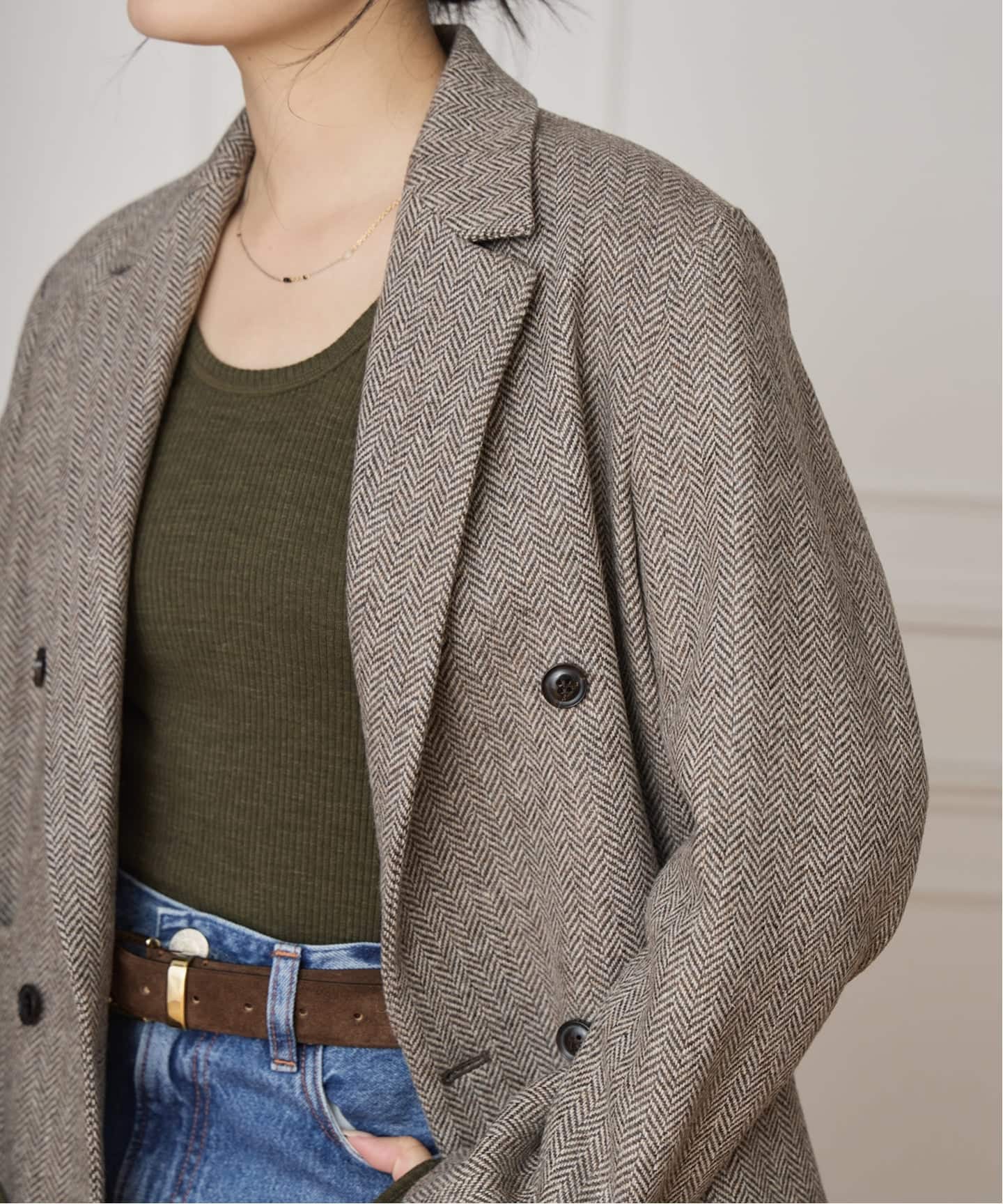 IENA LA BOUCLE ヘリンボーンジャケット（テーラードジャケット