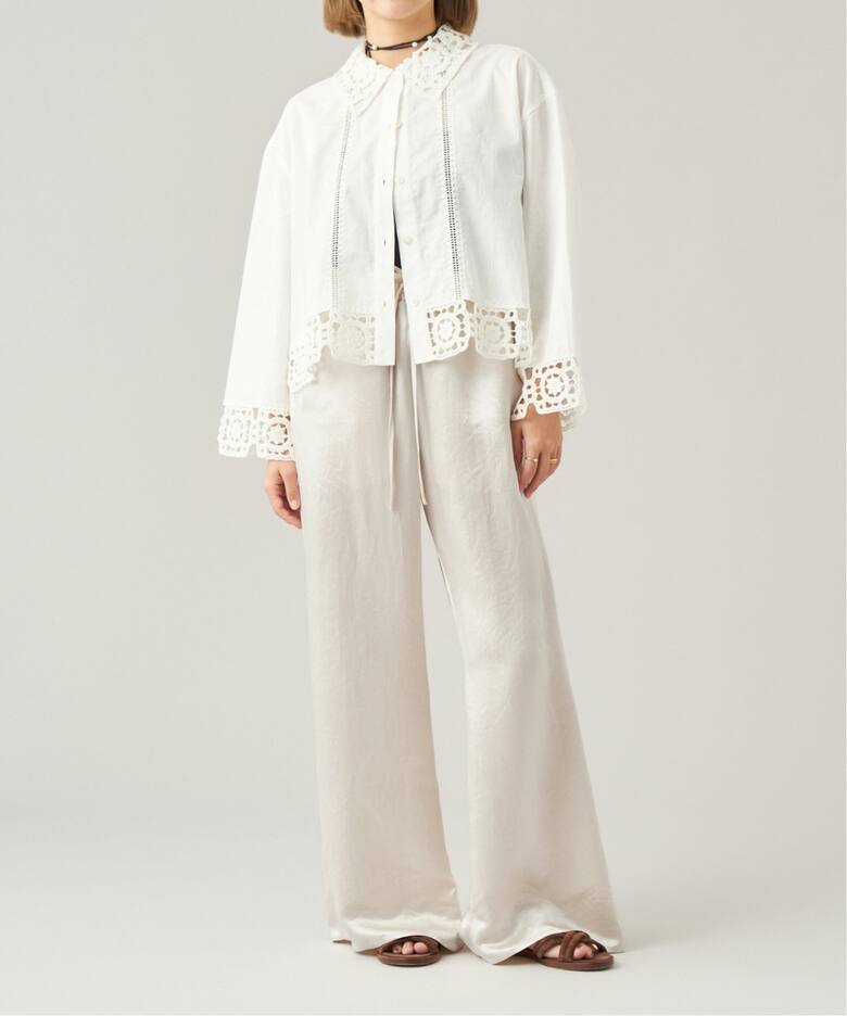 IENA LA BOUCLE エンブロイダリーレースコンビシャツ（シャツ 