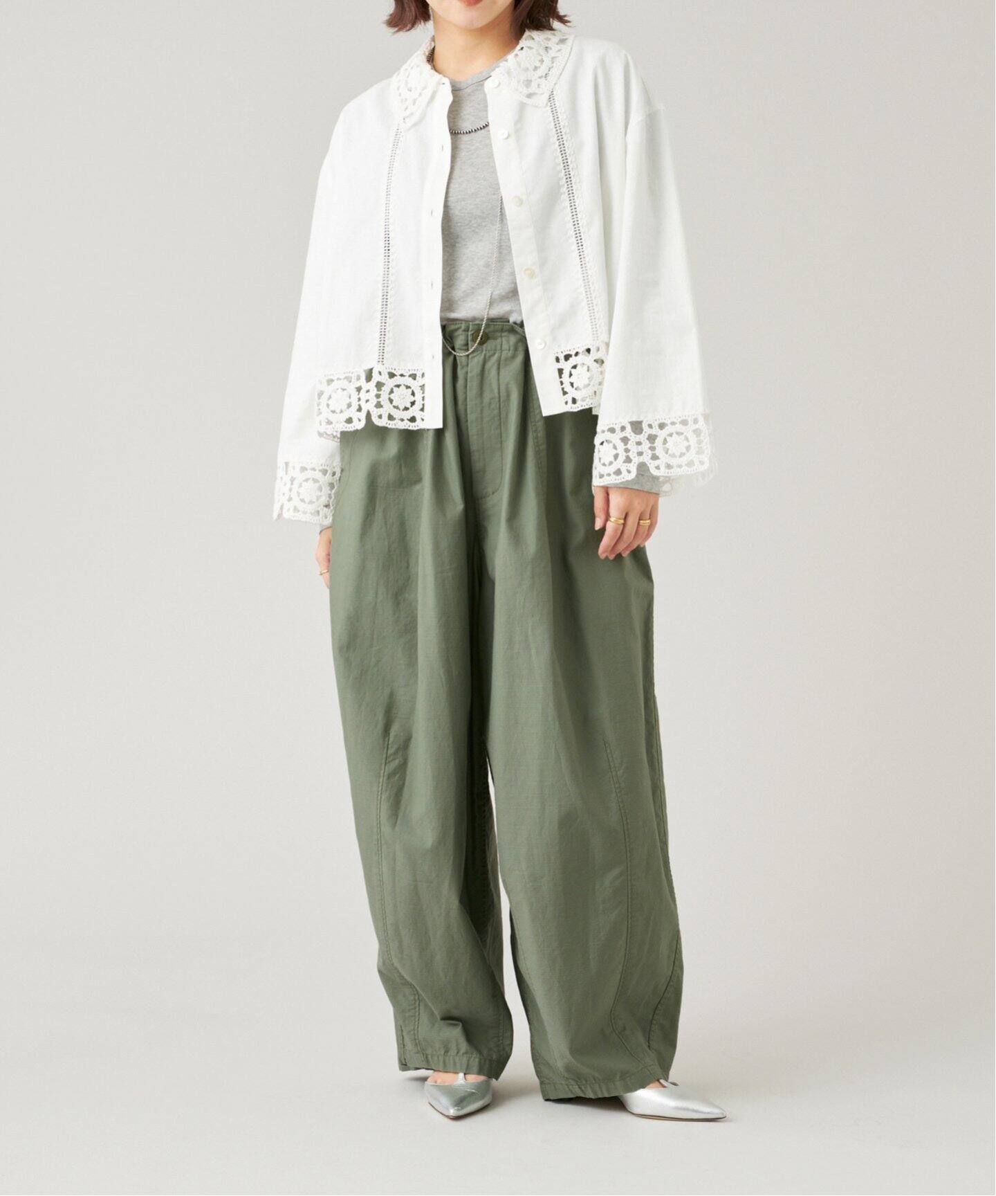 IENA LA BOUCLE エンブロイダリーレースコンビシャツ IENA LA BOUCLE エンブロイダリーレースコンビシャツ（シャツ