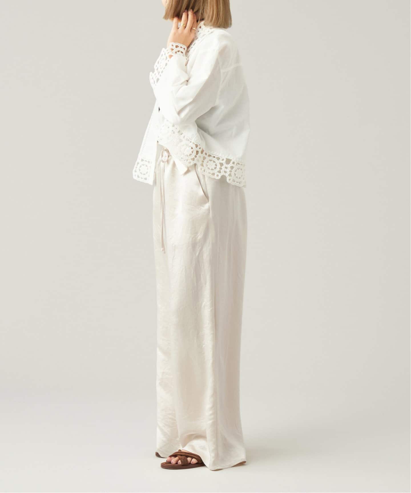 【週末SALE】 IENA LA BOUCLE レースコンビ ブラウス IENA LA BOUCLE エンブロイダリーレースコンビシャツ（シャツ