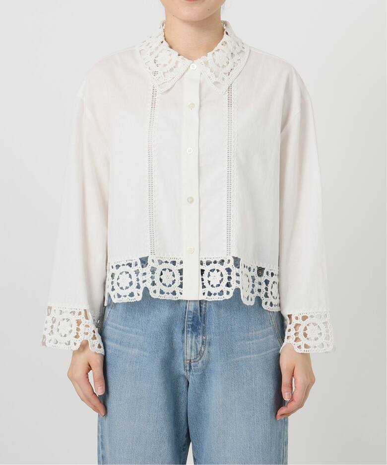 IENA LA BOUCLE エンブロイダリーレースコンビシャツ（シャツ 
