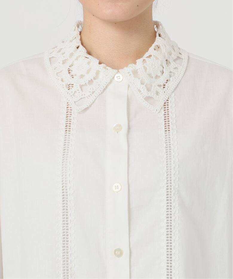 IENA LA BOUCLE エンブロイダリーレースコンビシャツ（シャツ 