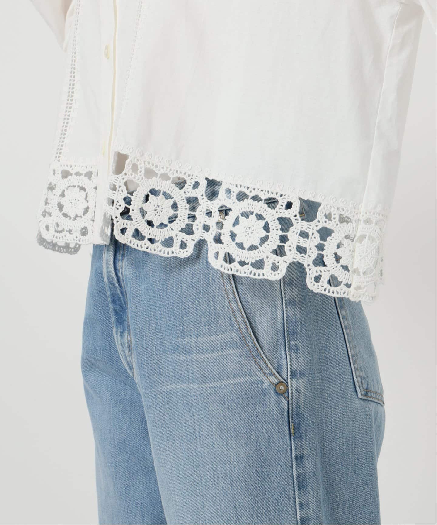 IENA LA BOUCLE エンブロイダリーレースコンビシャツ（シャツ