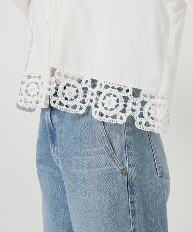 IENA LA BOUCLE エンブロイダリーレースコンビシャツ（シャツ 