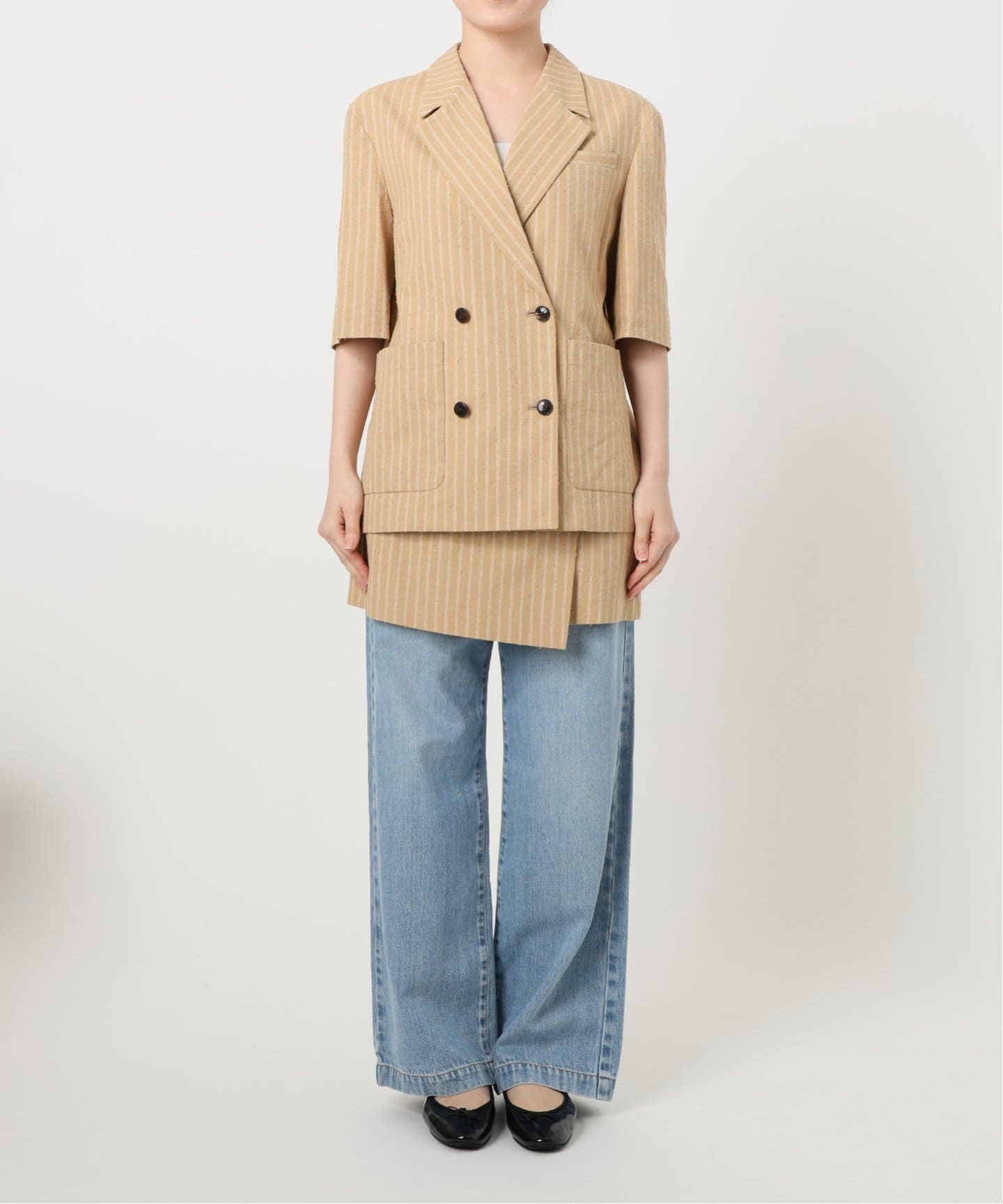 IENA LA BOUCLE カールヤーンハーフスリーブジャケット（その他
