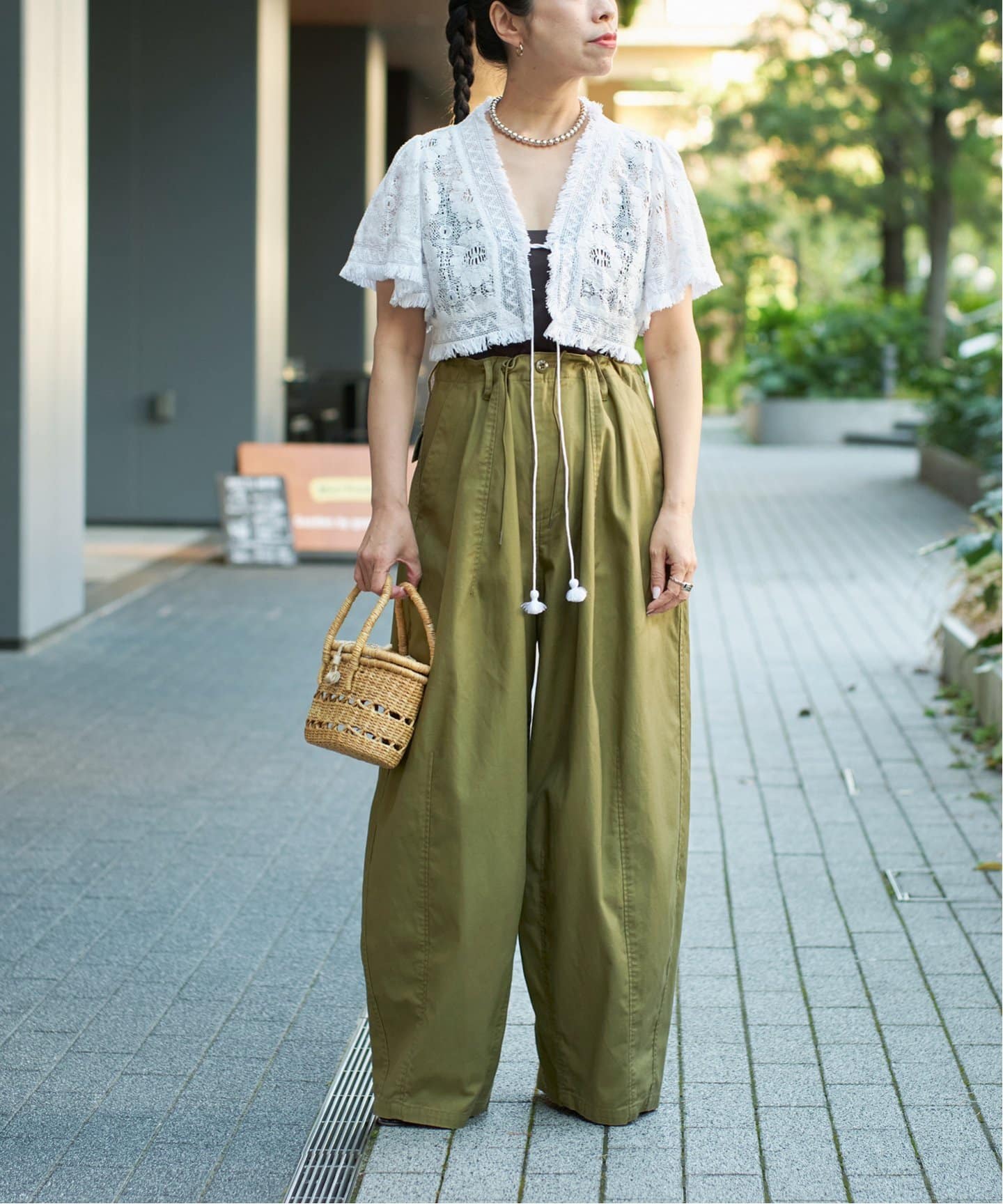 IENA LA BOUCLE コットンレースショートボレロ（シャツ