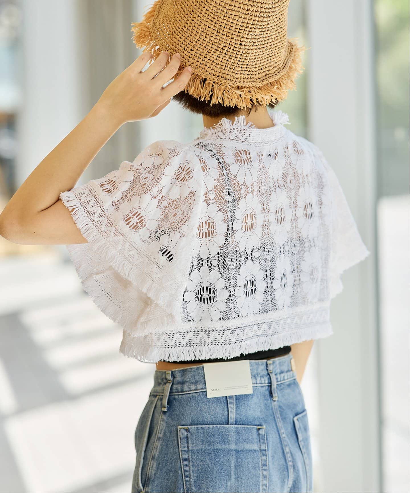 ブラウス シャツ IENA LA BOUCLE コットンレースショートボレロ レディース IENA LA BOUCLE コットンレースショートボレロ（シャツ