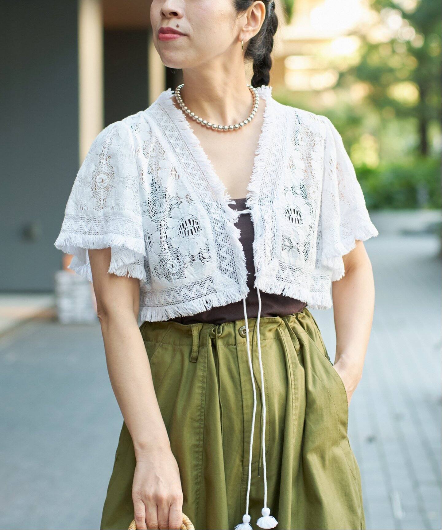 IENA LA BOUCLE コットンレースショートボレロ（シャツ／ブラウス 