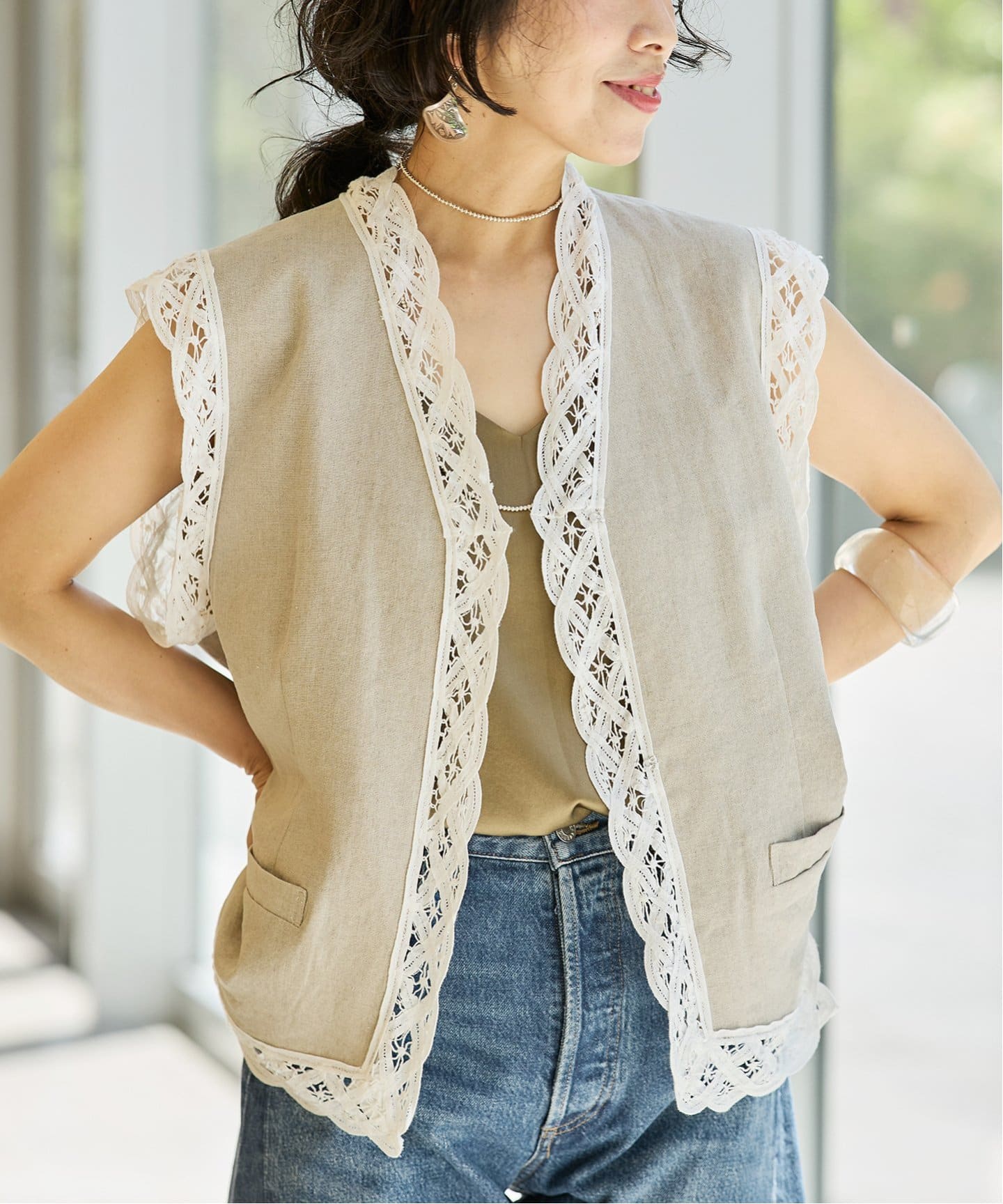 国内初の直営店 IENA バテンレースコンビジレ（ジレ）｜IENA（イエナ BOUCLE LA トップス