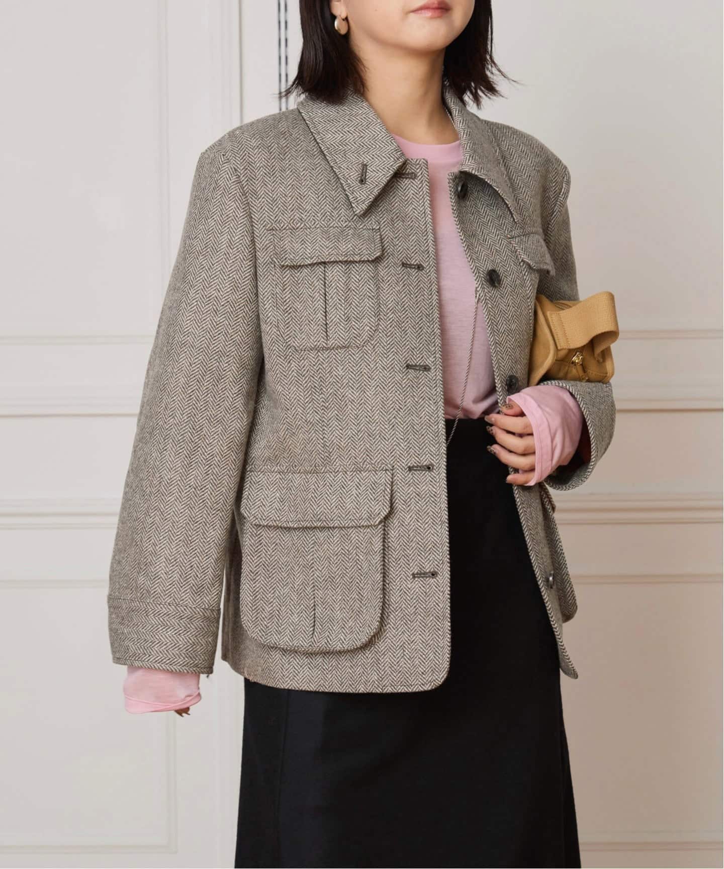 IENA LA BOUCLE ヘリンボーンサファリジャケット（その他ジャケット