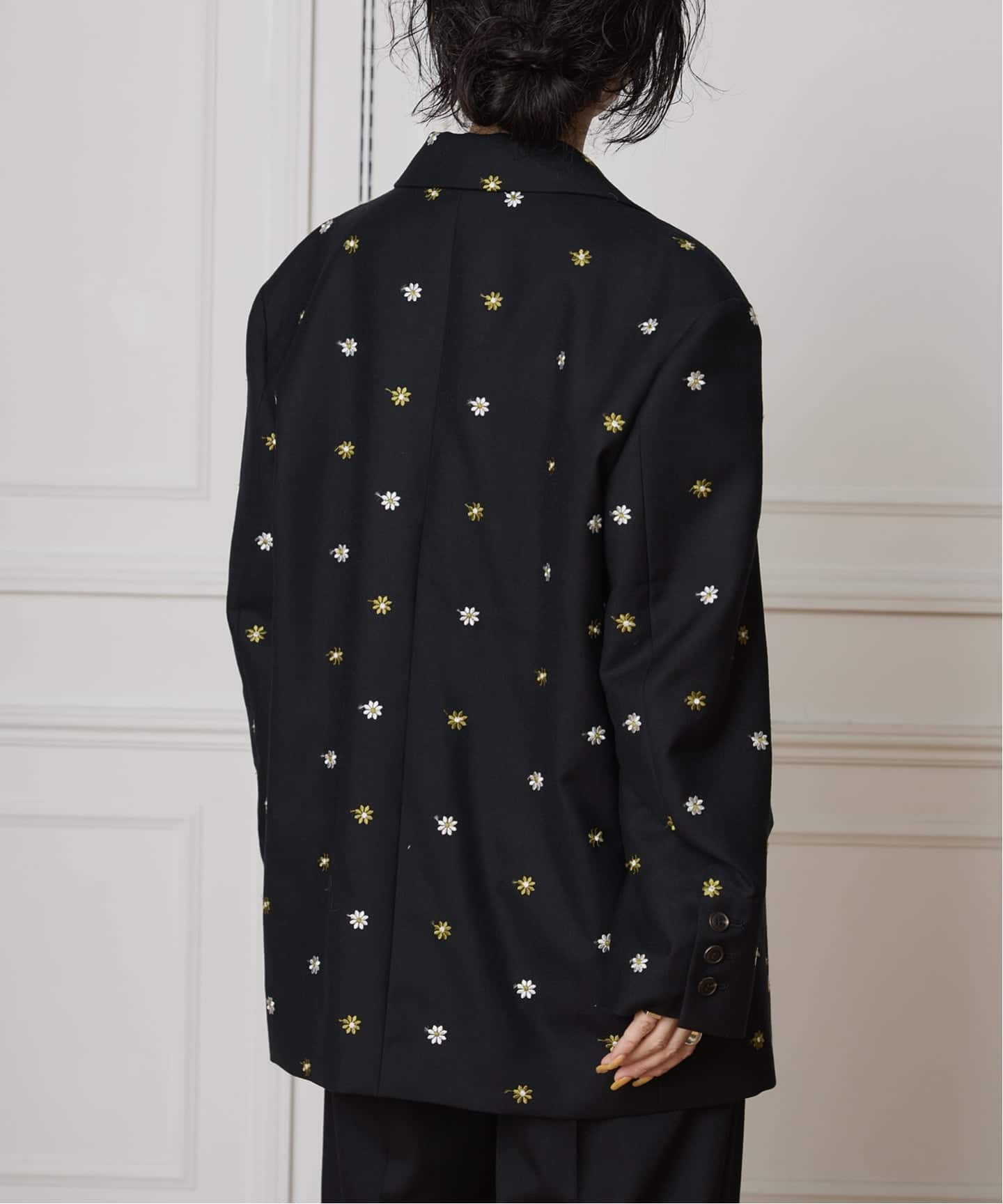 IENA LA BOUCLE フラワーエンブロイダリーウール2Bジャケット