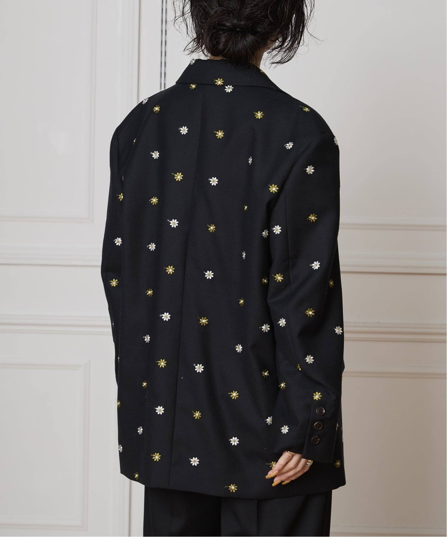IENA LA BOUCLE フラワーエンブロイダリーウール2Bジャケット 