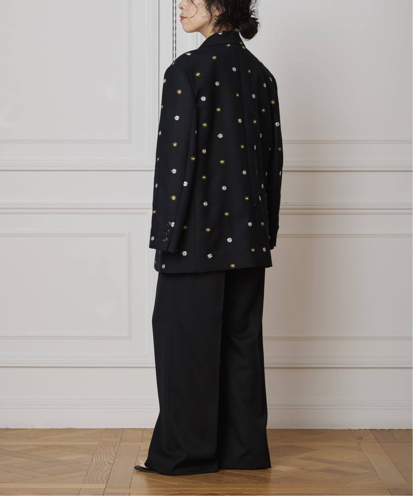 IENA LA BOUCLE フラワーエンブロイダリーウール2Bジャケット