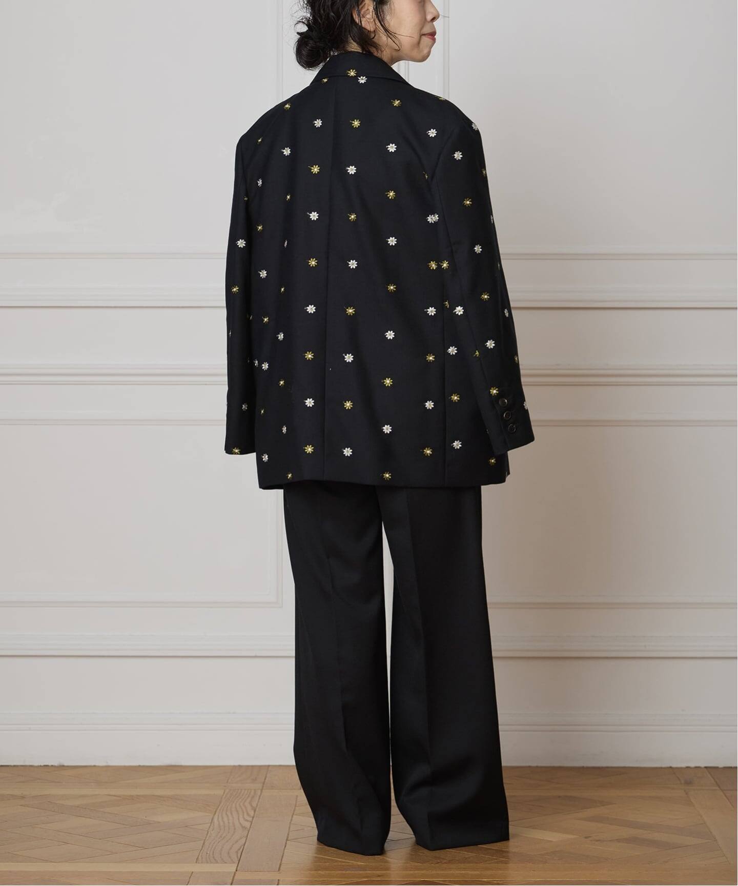 IENA LA BOUCLE フラワーエンブロイダリーウール2Bジャケット