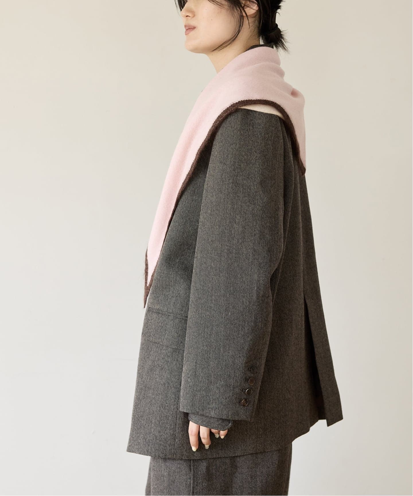 IENA LA BOUCLE メランジウールカラーレスジャケット（ノー