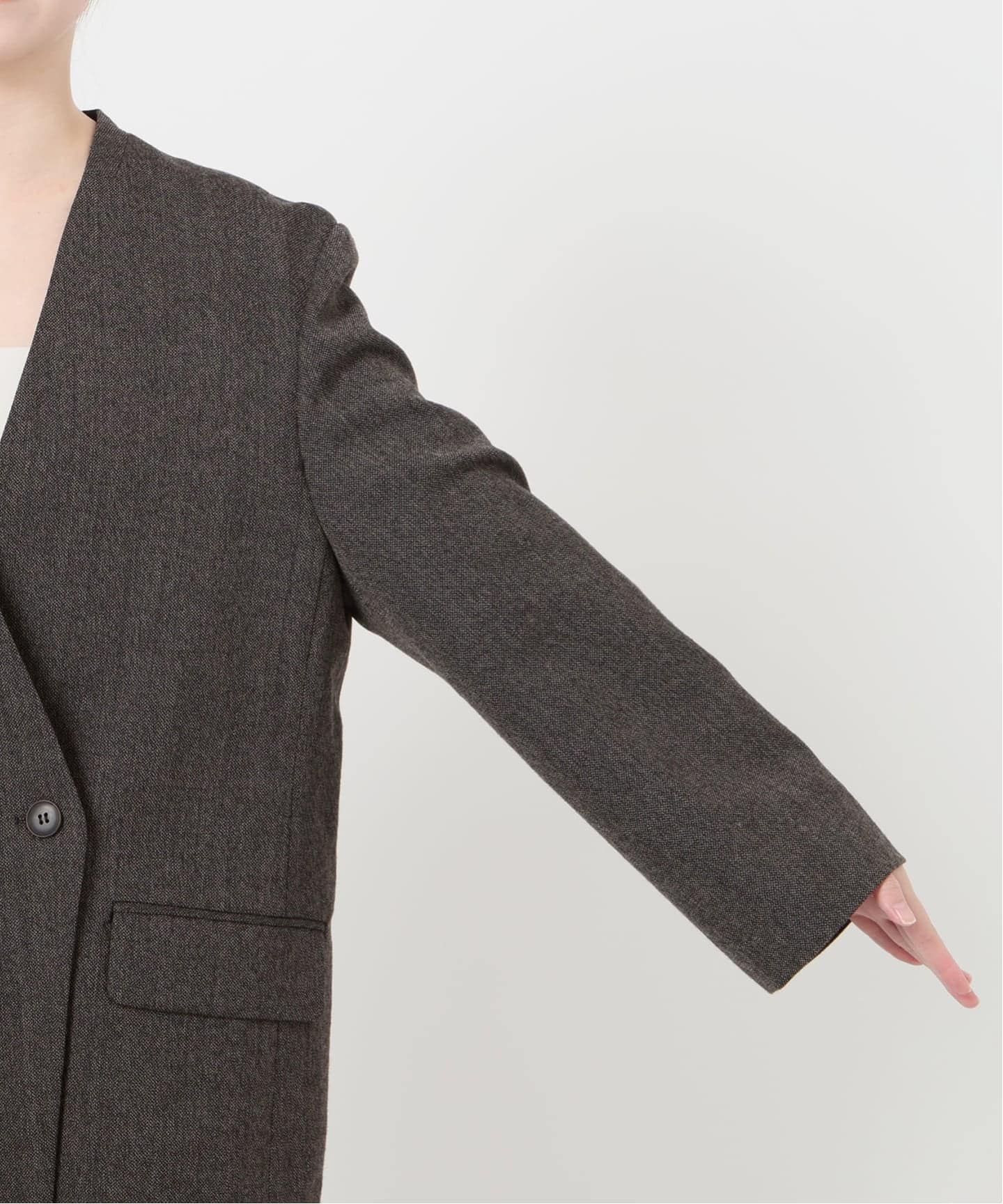 IENA LA BOUCLE メランジウールカラーレスジャケット（ノーカラー