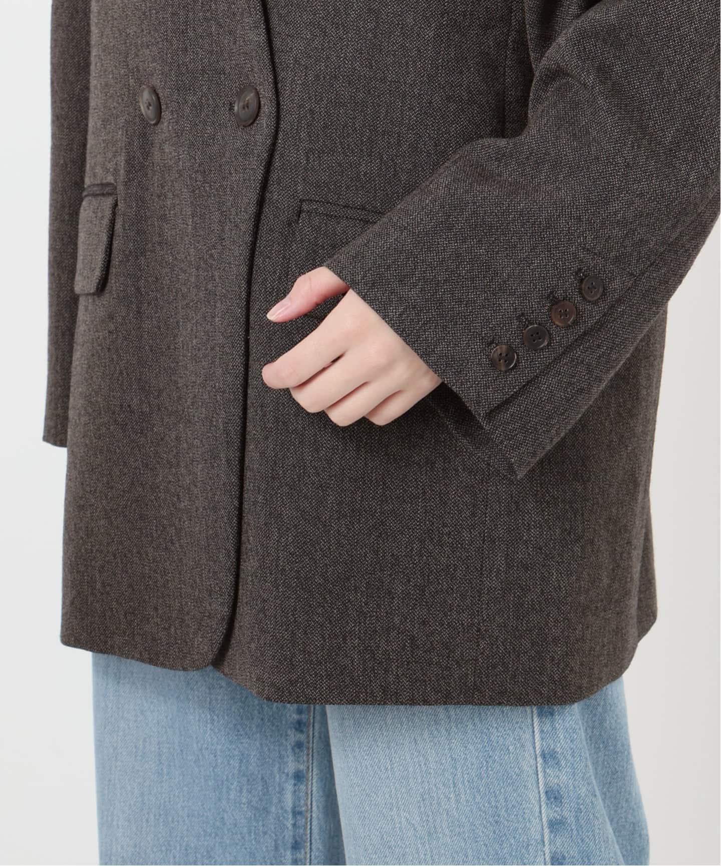 IENA LA BOUCLE メランジウールカラーレスジャケット（ノーカラー