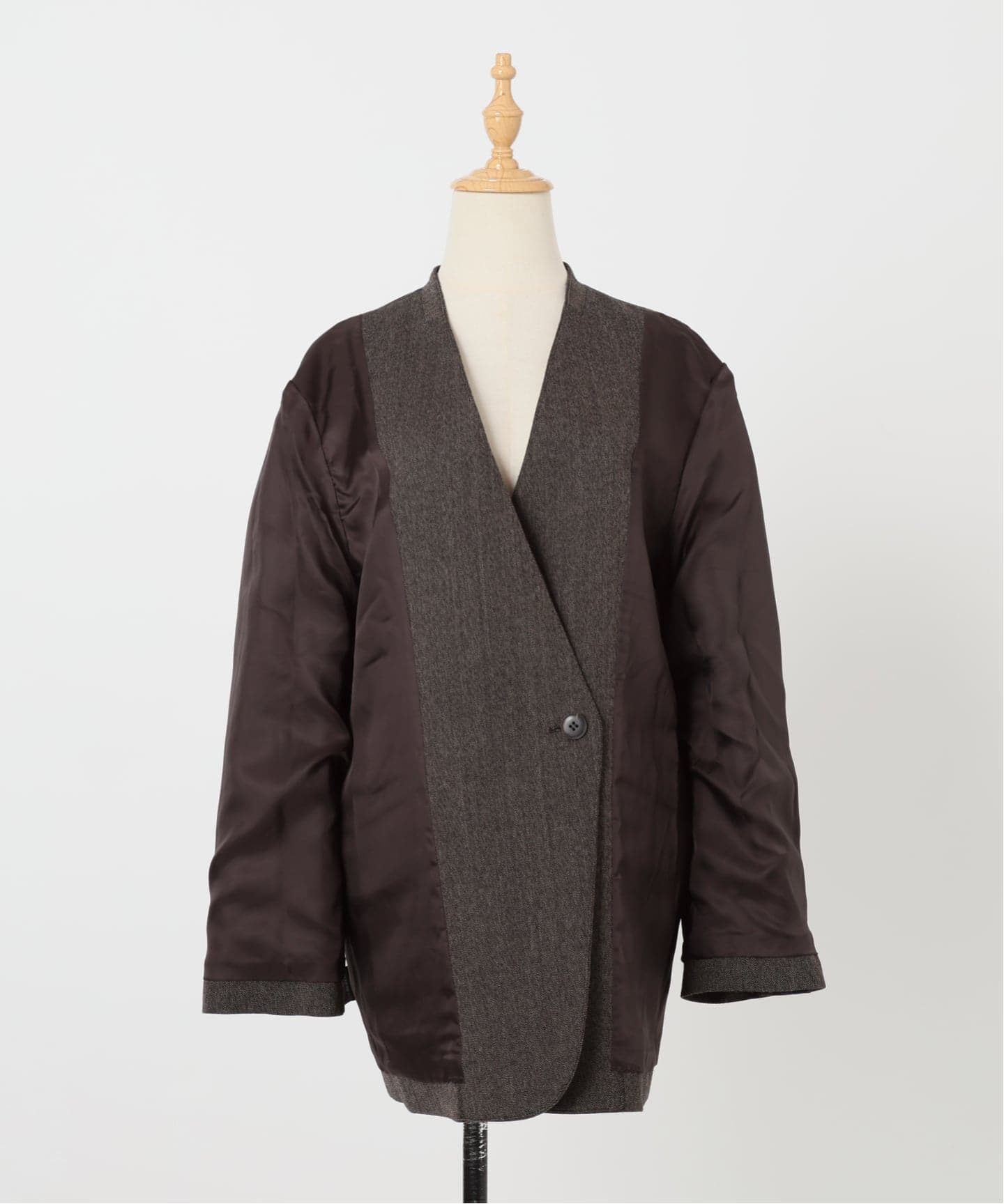 IENA LA BOUCLE メランジウールカラーレスジャケット（ノーカラー