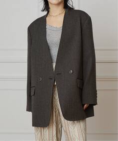 IENA LA BOUCLE メランジウールカラーレスジャケット