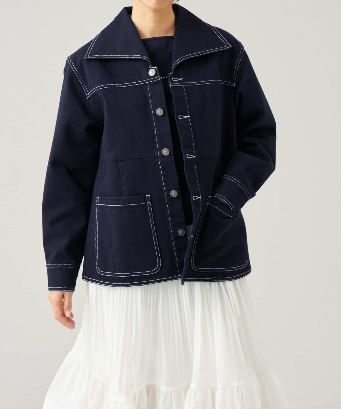 IENA LA BOUCLE レース トップス イエナ ジャケット IENA LA BOUCLE 強撚サージテーラードジャケット（テーラード