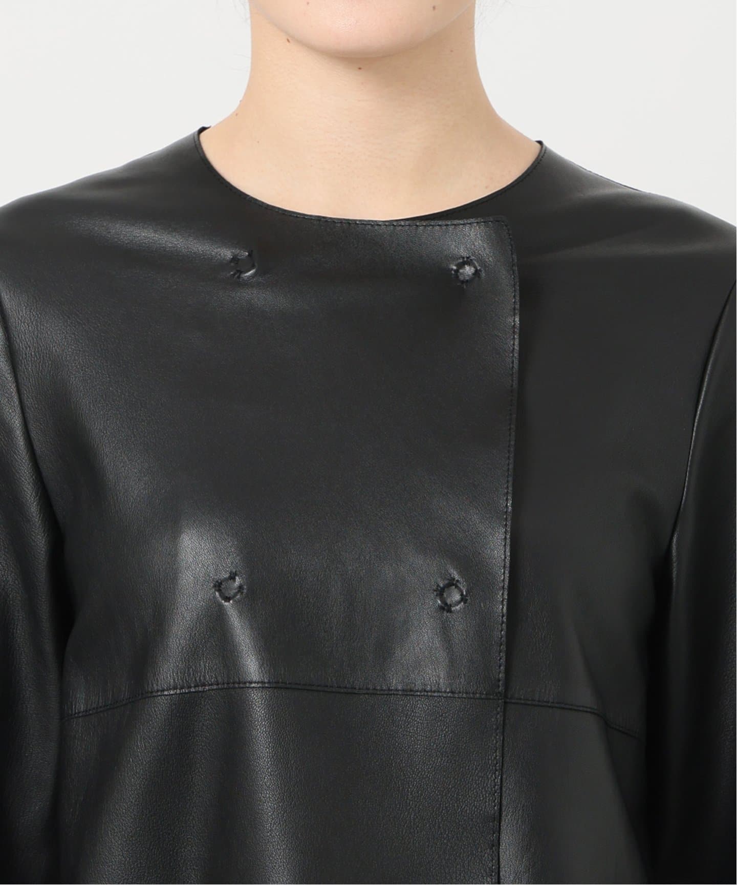 追加》【WEB限定】IENA LA BOUCLE SHEEPレザージャケット（ノーカラー