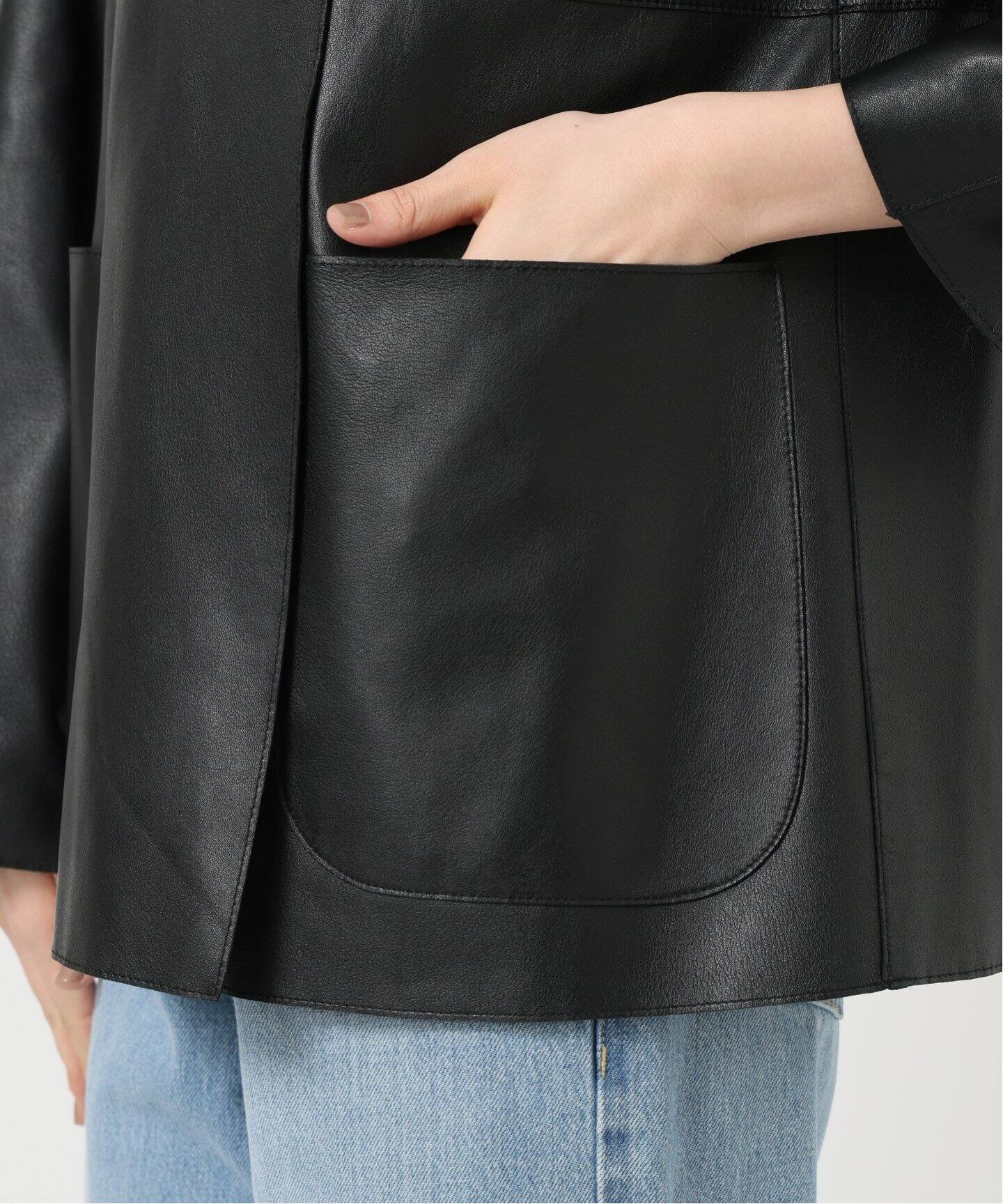 イエナ　ノーカラー　レザー　ジャケット 追加予約》IENA LA BOUCLE SHEEPレザージャケット（ノーカラー