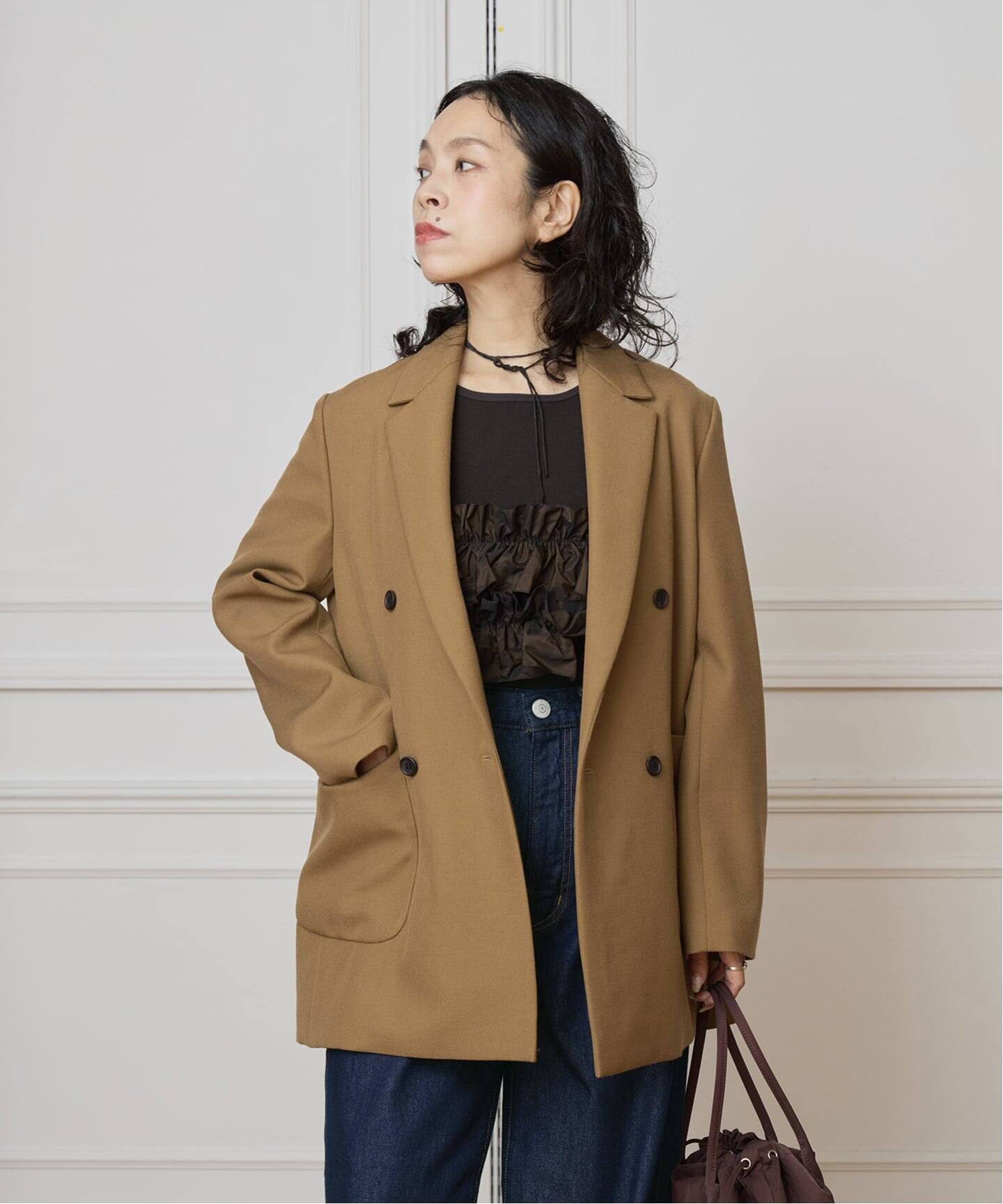 イエナ　ジャケット WEB限定】IENA LA BOUCLE 強撚サージテーラードジャケット