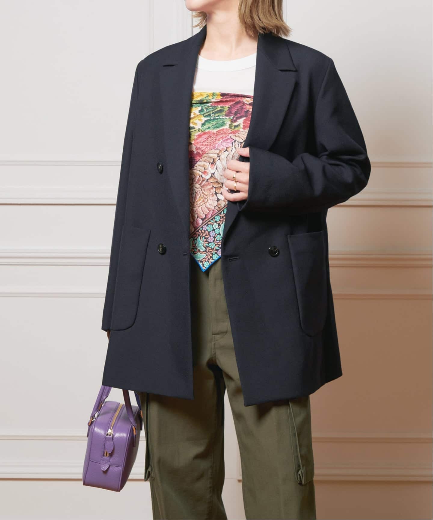 IENA LA BOUCLE シーチングジャケット　美品 セール】IENA LA BOUCLE 麻シーチング ショールジャケット