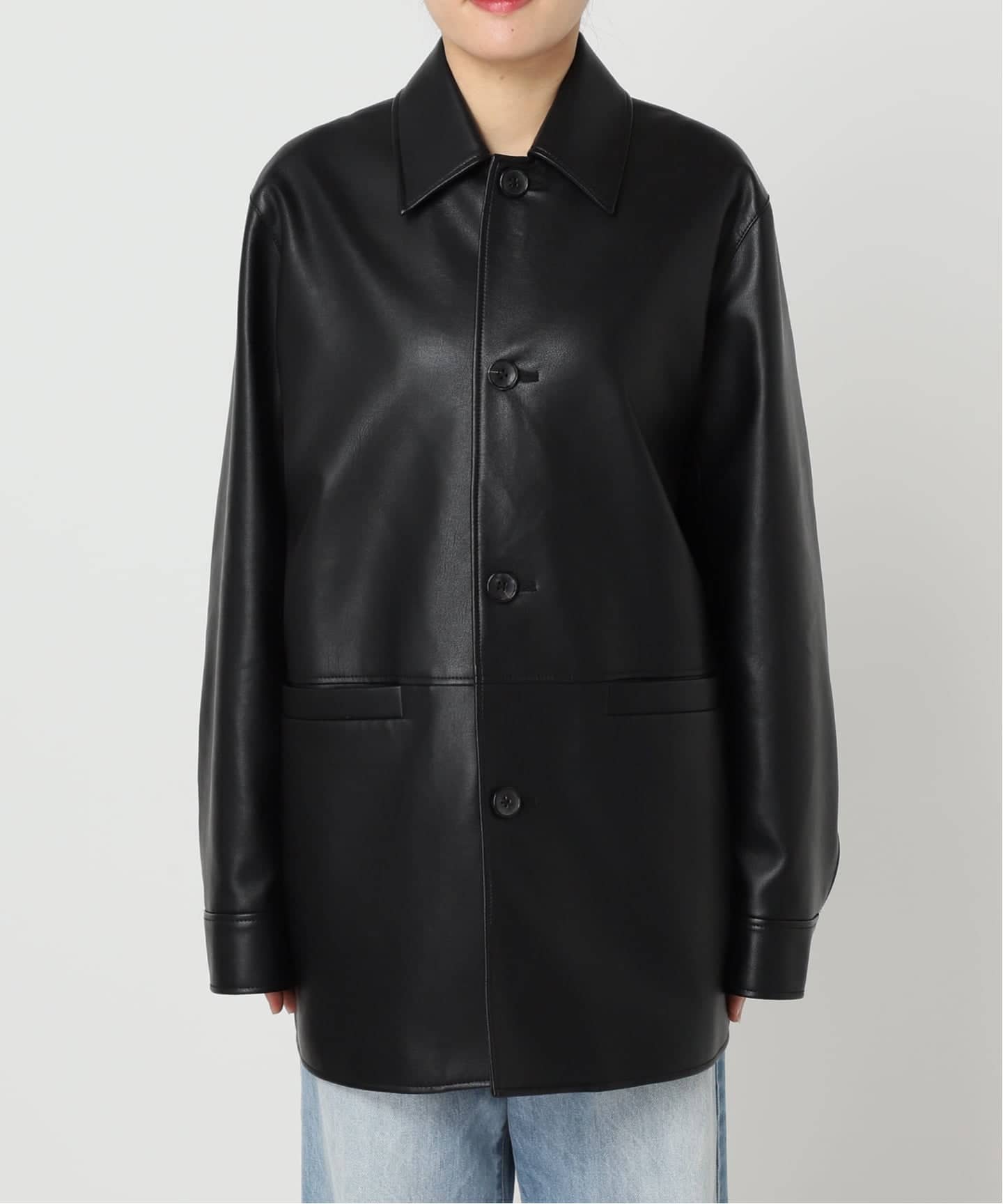 今期　新品　プラージュ　Leather Like Car コート　ブラック　38 Leather Like Car コート（その他ブルゾン／アウター）｜Plage
