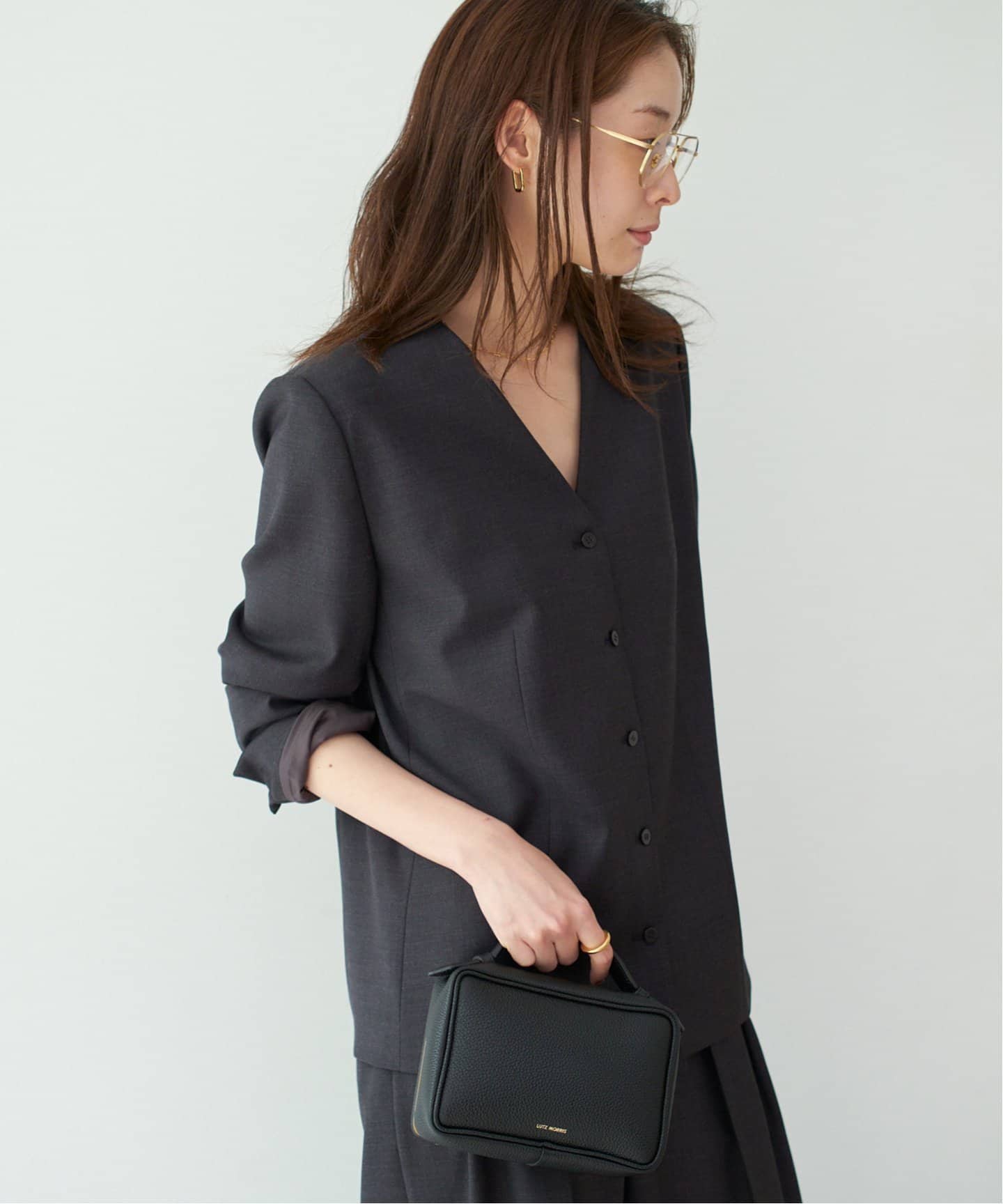 SONO 黒ダークネイビー　フリル付きジャケット　最終値下げ ssstein LEATHER ZIP SHORT JACKET・BLACK - tity
