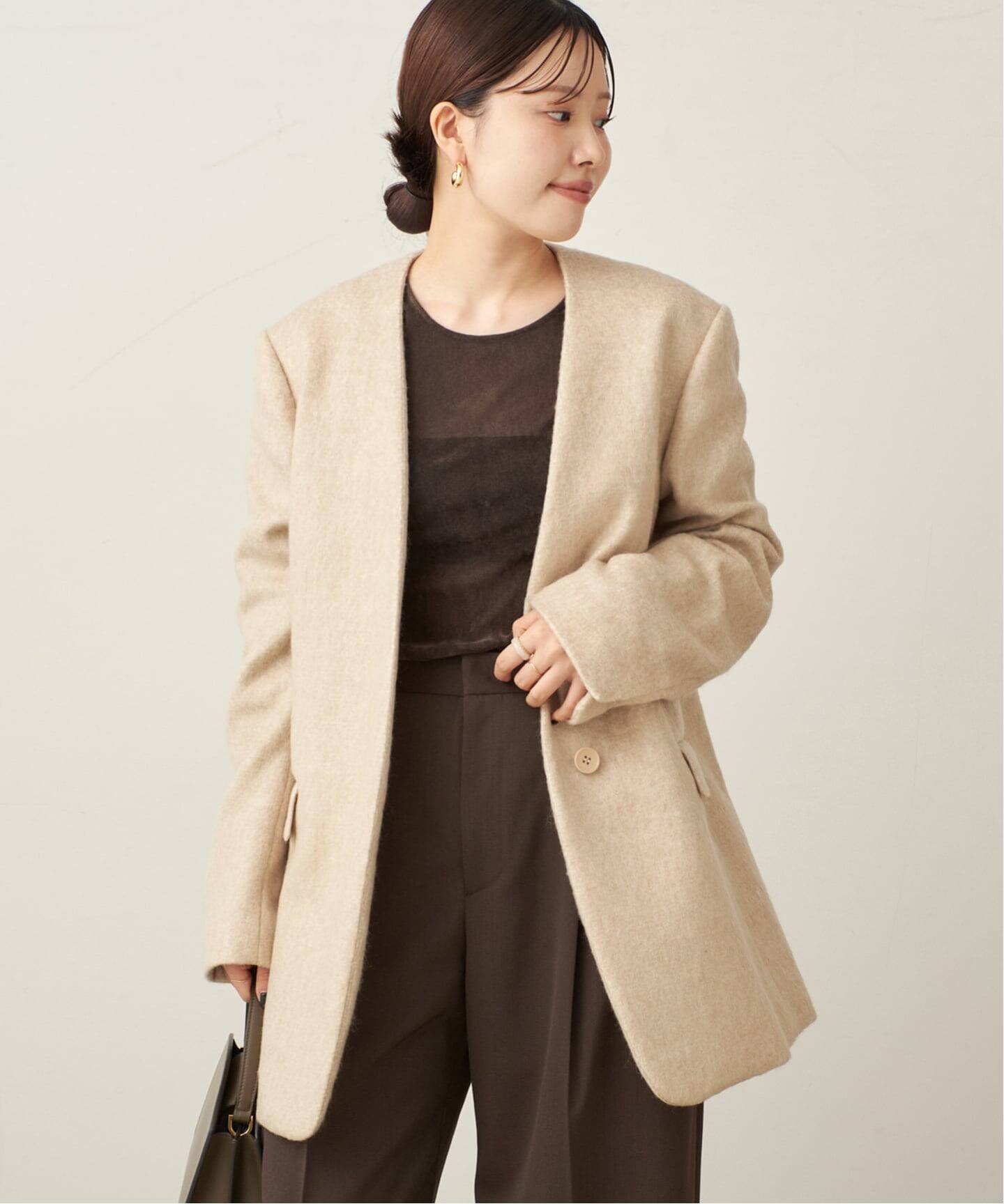 美品　Plage Sheer ジャケット　ブラック 36 セール】Sheer ジャケット（ノーカラージャケット）｜Plage