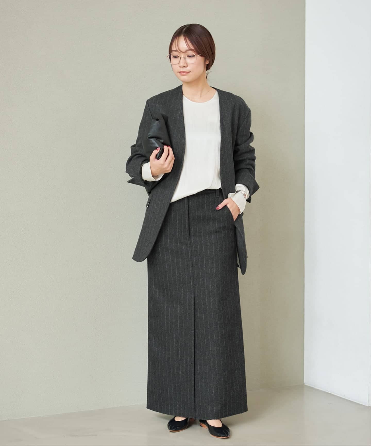 R'IAM メルトンストライプ ジャケット（ノーカラージャケット）｜Plage