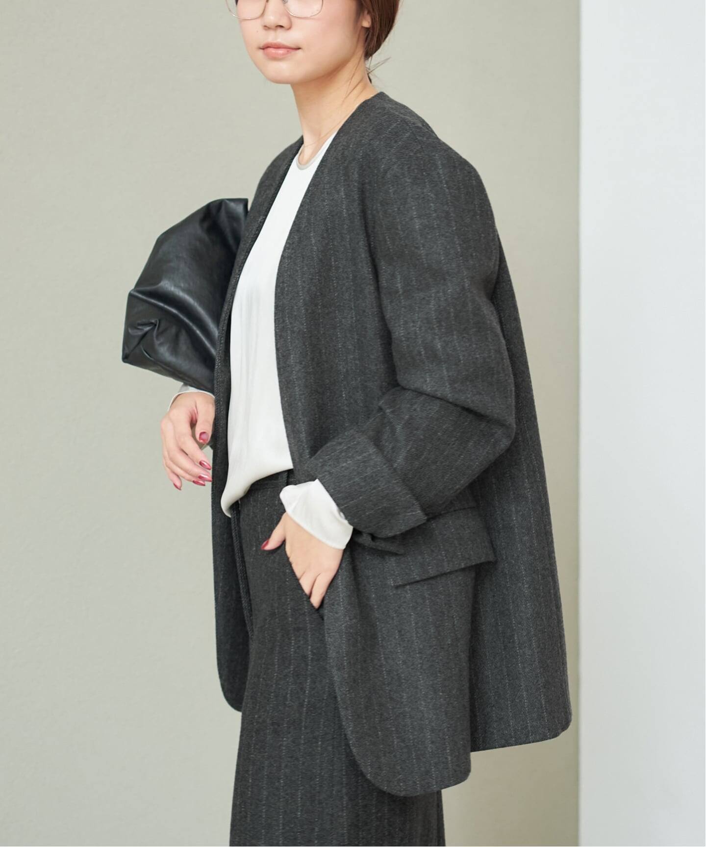 匿名発送　美品　R'IAM-PLAGE ノーカラーコートジャケット　千鳥格子 匿名発送 美品 R'IAM-PLAGE ノーカラーコートジャケット 千鳥格