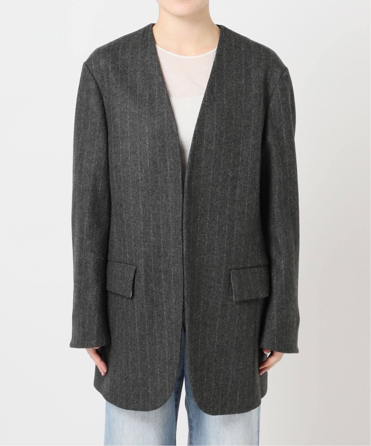 R'IAM メルトンストライプ ジャケット（ノーカラージャケット）｜Plage