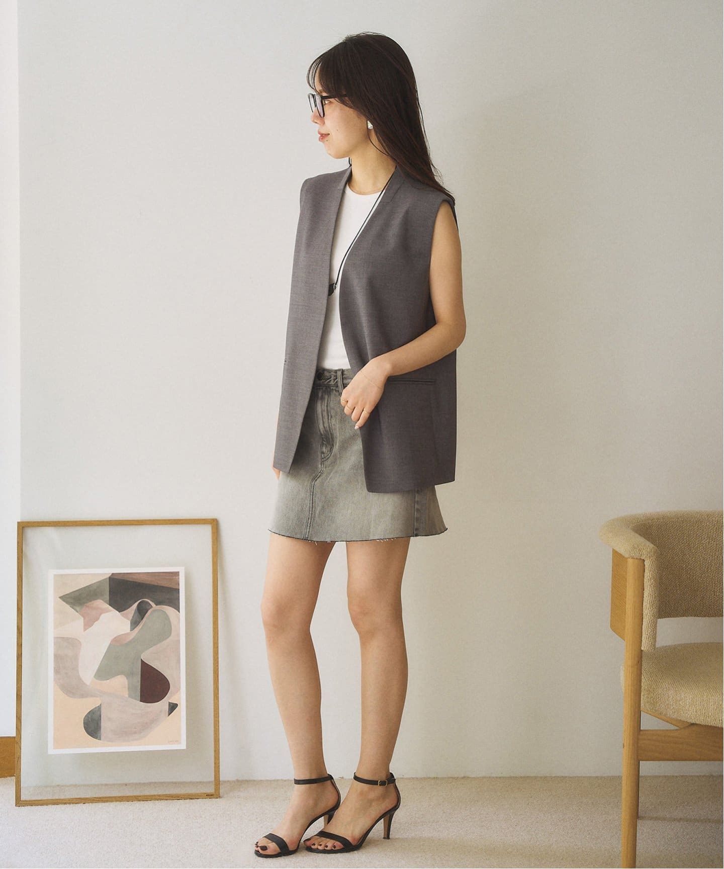 【新品タグ付き】Plage calla lily ジレ (gray) ベスト calla lily ジレ (gray)（ベスト）｜Plage（プラージュ）の