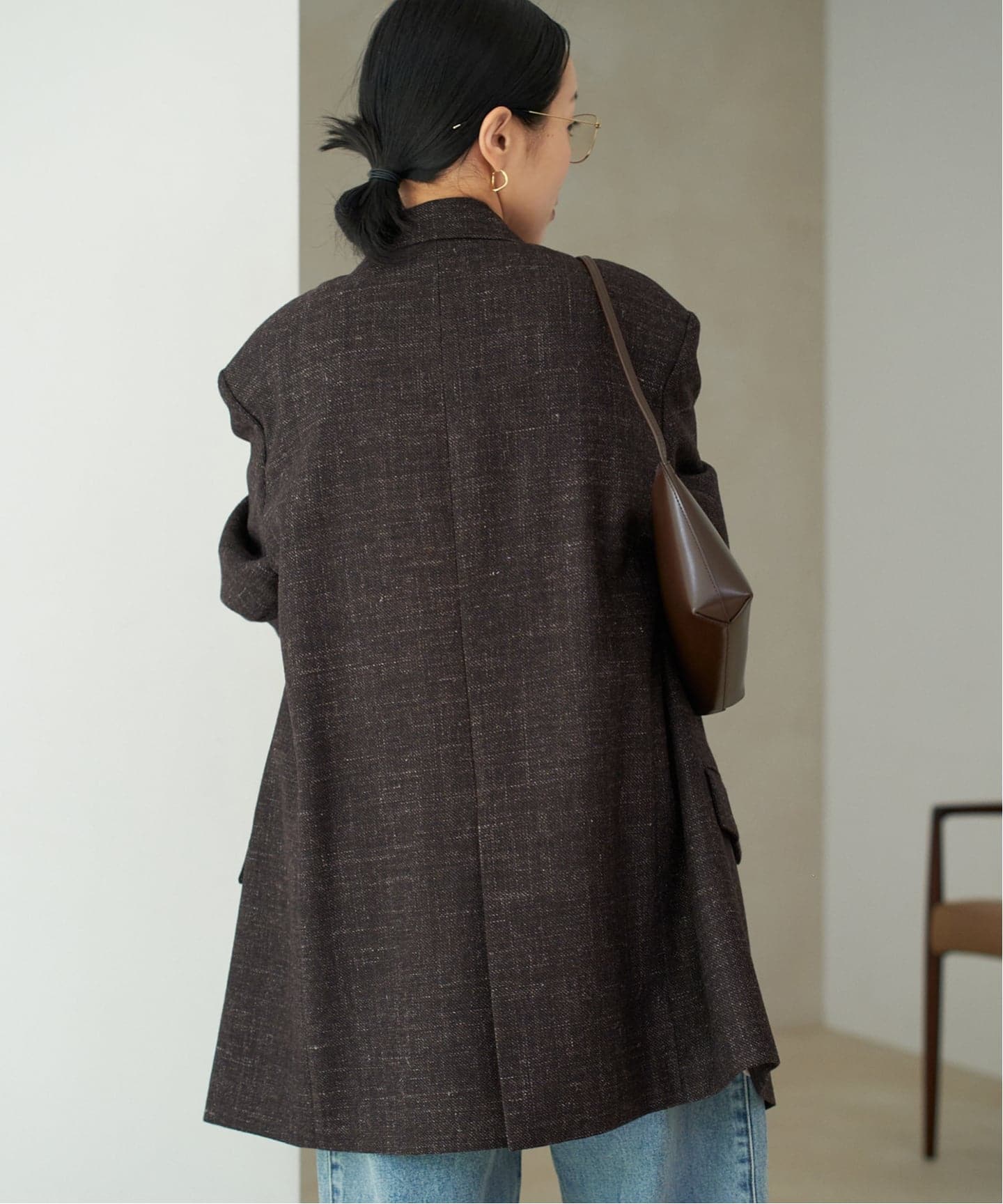【1度着用のみ美品】プラージュ Tweed ジャケット 近年モデル オケージョン plage（プラージュ）の「Tweed Long ジャケット（ノーカラー