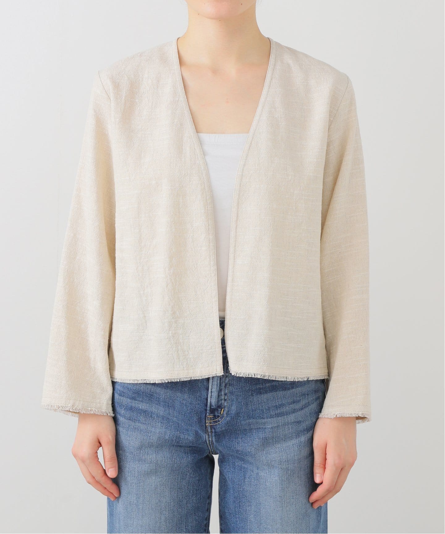 ☆大人気☆【新品】Plage Linenジャケット　ホワイト38 ☆大人気☆Plage Linenジャケット ホワイト38