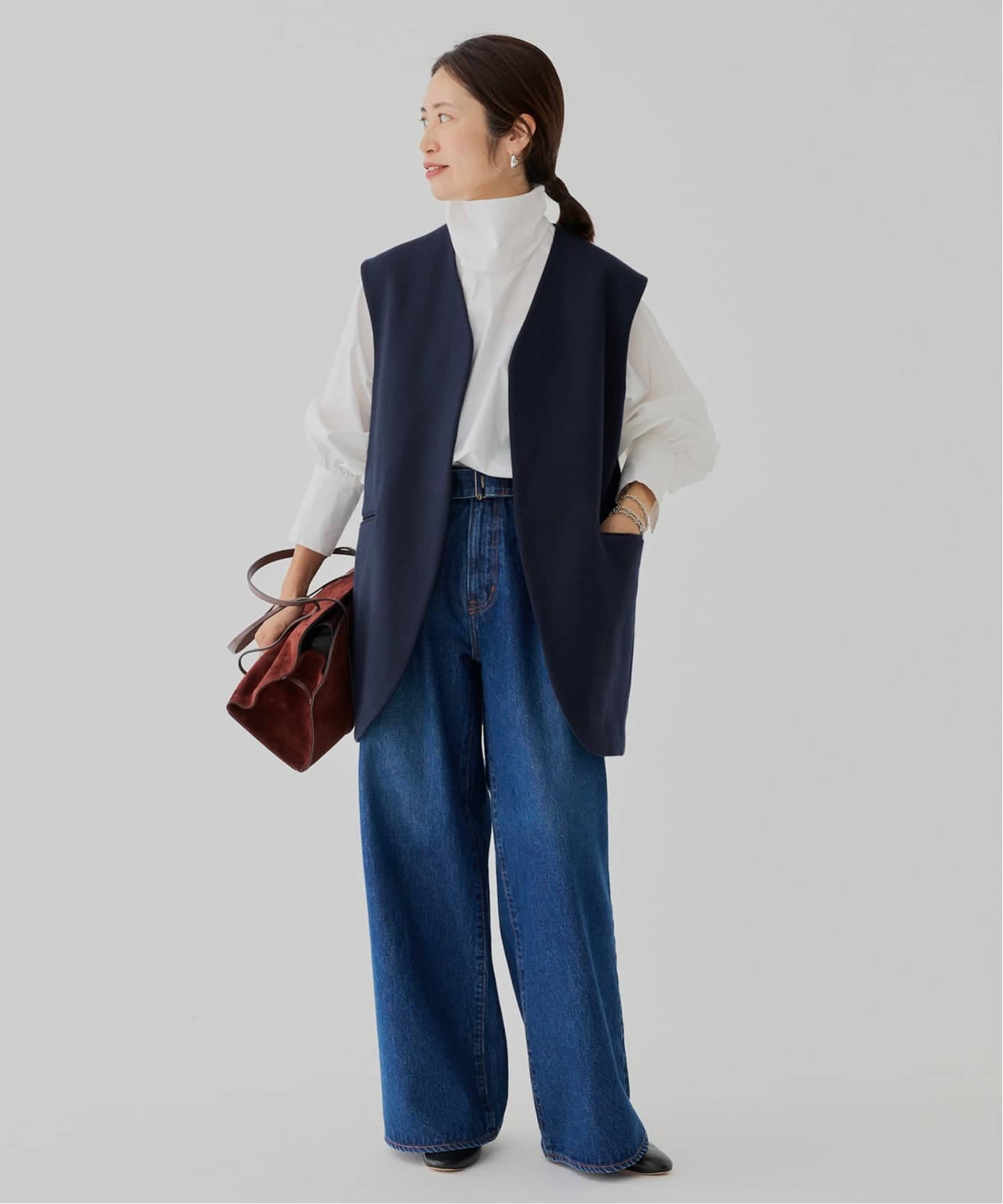 極美品♪ ヴェルメイユパーイエナ ノーカラー ベスト ジレ ダークグレー 極美品♪ ヴェルメイユパーイエナ ノーカラー ベスト ジレ