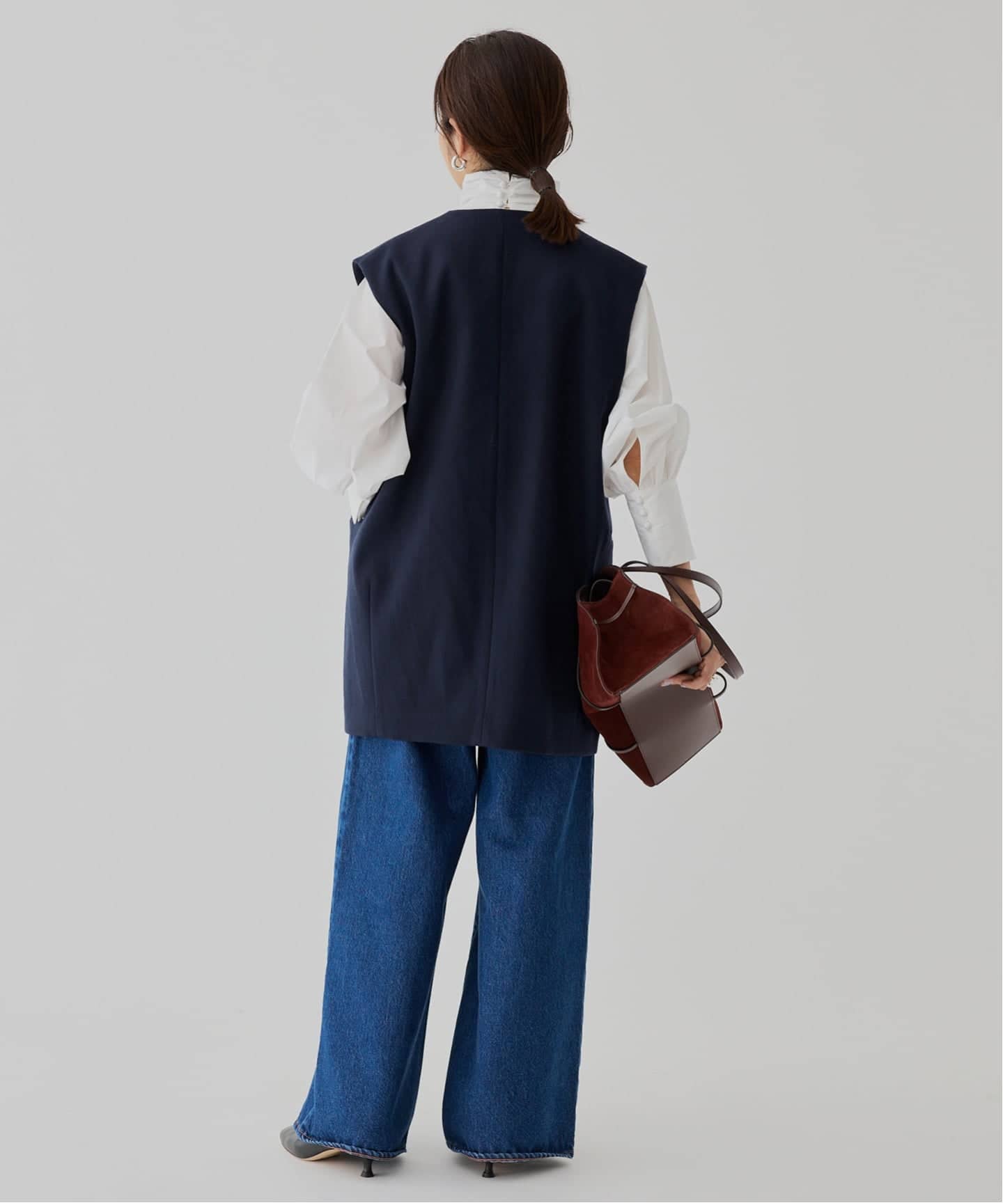 極美品♪ ヴェルメイユパーイエナ ノーカラー ベスト ジレ ダークグレー 極美品♪ ヴェルメイユパーイエナ ノーカラー ベスト ジレ