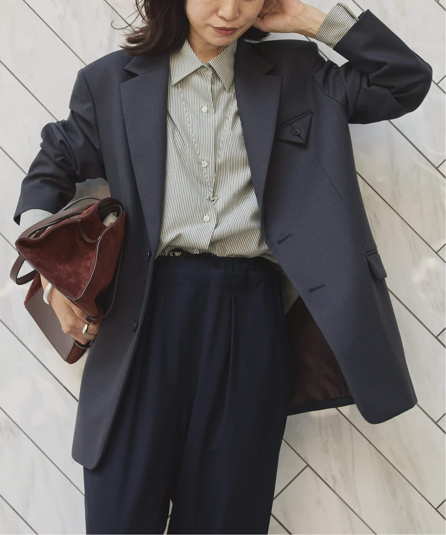 ヴェルメイユパーイエナ　ジャケット　ネイビー ヴェルメイユ パー イエナ VERMEIL par iena 《予約》wool