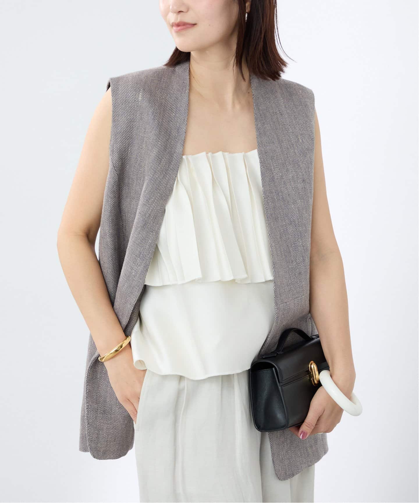 【未使用】VERMEIL par iena スリーブレスジャケット LINAS LINEN VEST（ジレ）｜VERMEIL par iena（ヴェルメイユ