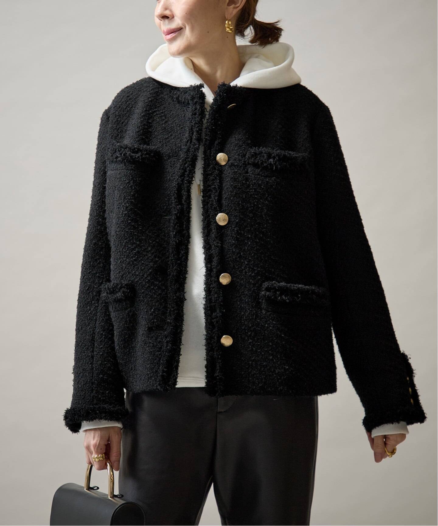 Wool Tweed ジャケット（ノーカラージャケット）｜VERMEIL par iena