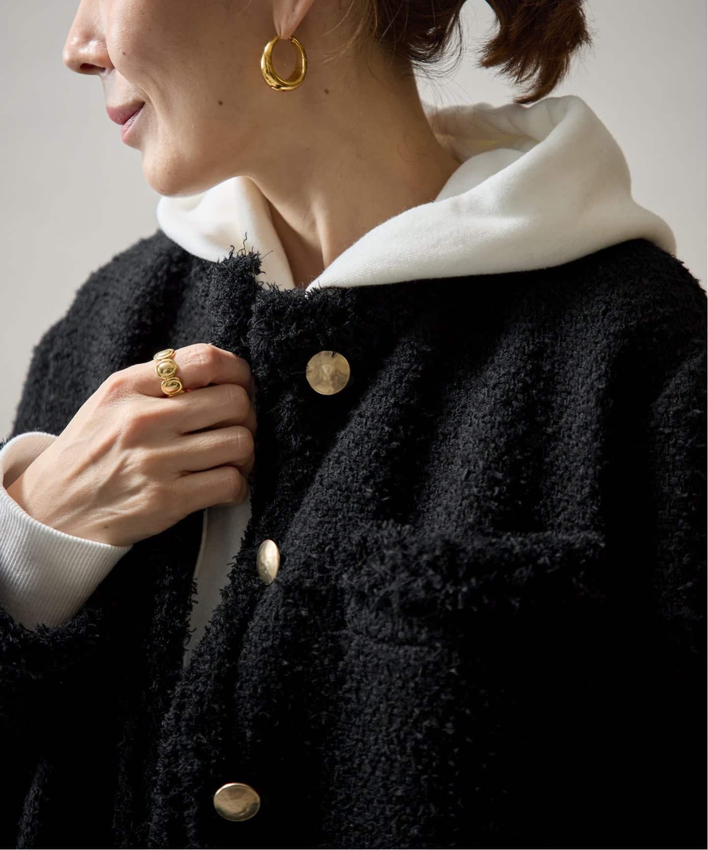 Wool Tweed ジャケット（ノーカラージャケット）｜VERMEIL par