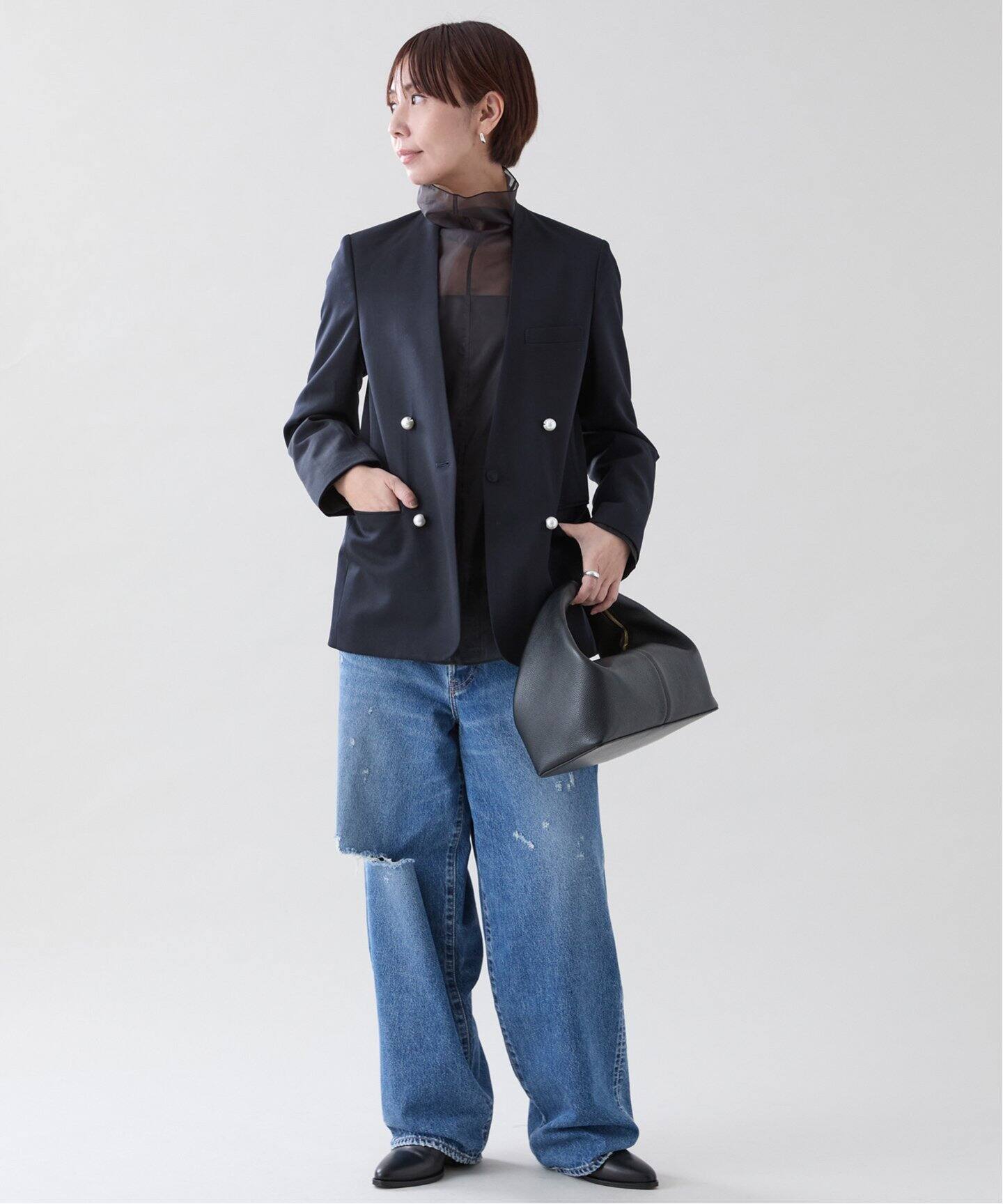 CINOH （チノ）Black Formal No Coller ジャケット BKJK-001（ノー  