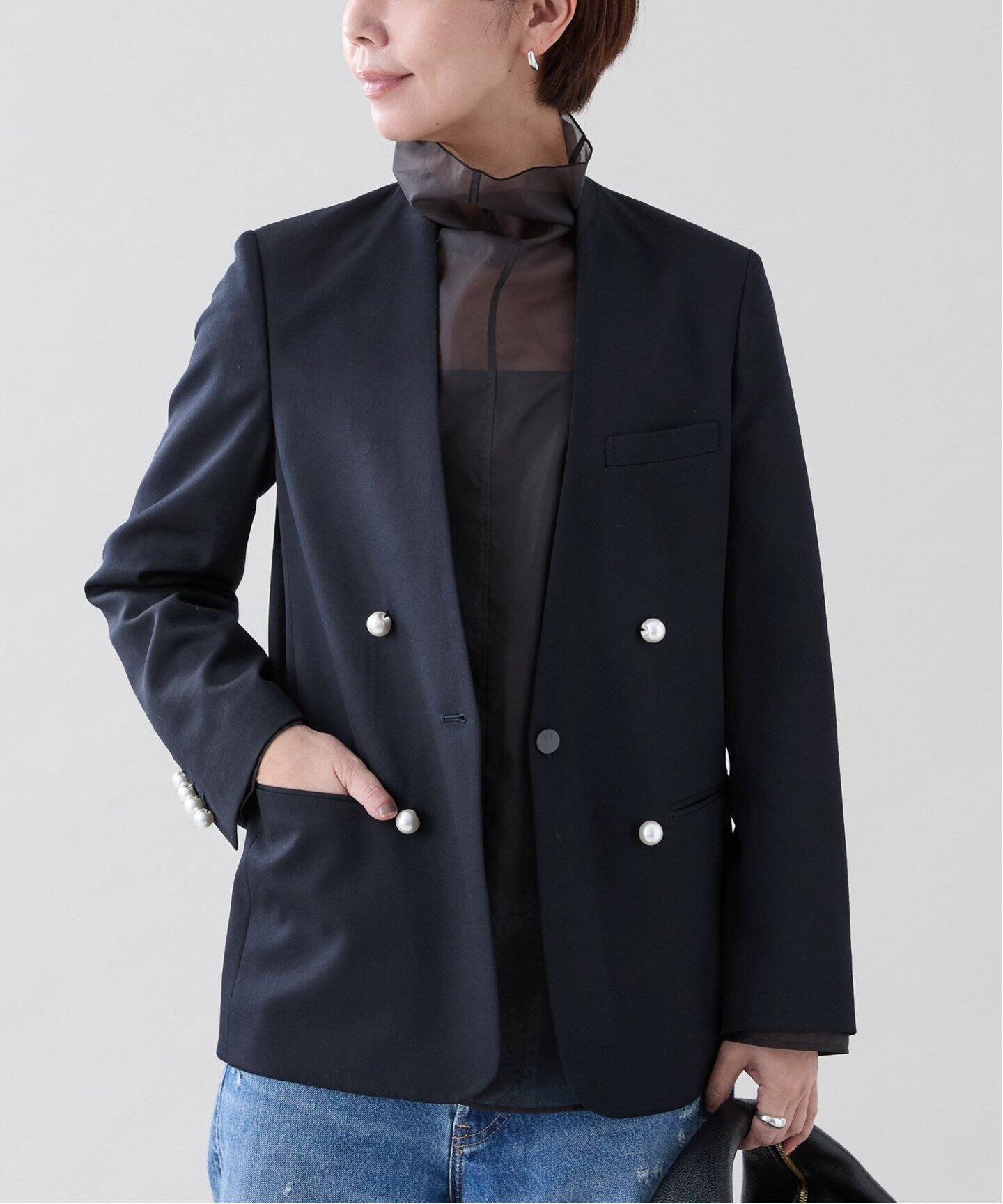 CINOH （チノ）Black Formal No Coller ジャケット BKJK-001（ノー  