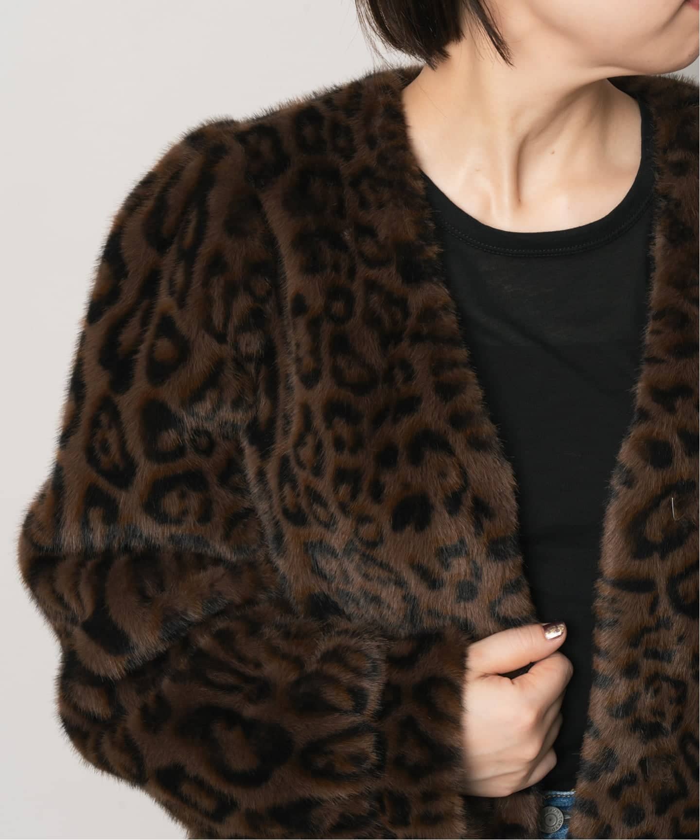 レオパードBOXYフェイクファーブルゾン（その他ブルゾン／アウター