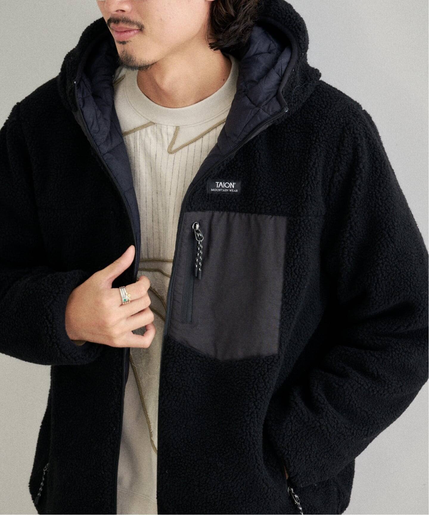 TAION MOUNTAIN R/S DOWN*BOA HOODIE（ボア・フリース）｜BOICE FROM